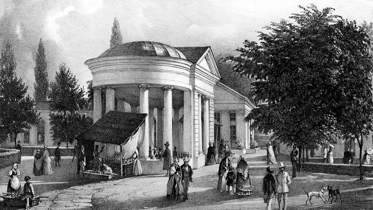 Der Brunnentempel in Rohitsch-Sauerbrunn um 1860
