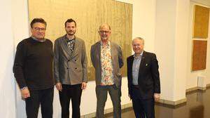 Michael Mehsner, Andreas Stern, Hermann Staudinger und Bürgermeister Josef Ober bei der Ausstellungseröffnung