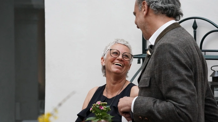 Angelika Unterberger mit Hausherrn Wolfgang Rotomer