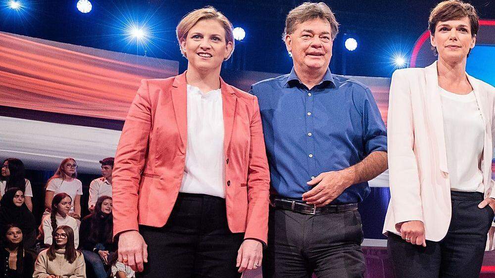 Meinl-Reisinger, Kogler und Rendi-Wagner im Wahlkampf 2019
