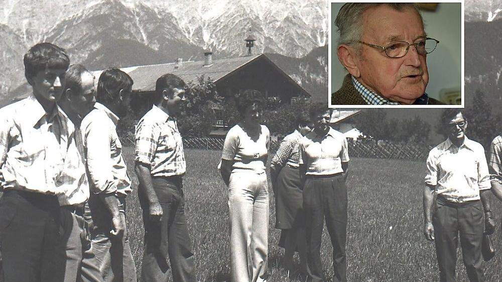 Franz Kappel (95, oben heute, im großen Bild ganz rechts) fuhr mit steirischen Bauern schon ab den 1960er-Jahren in die Schweiz, um &quot;bio&quot; zu lernen