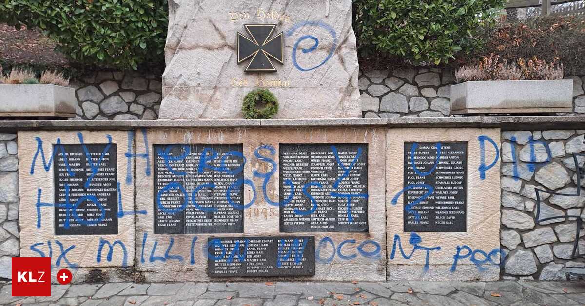 Kriegerdenkmal-in-G-sting-mit-Holocaust-Schriftzug-beschmiert