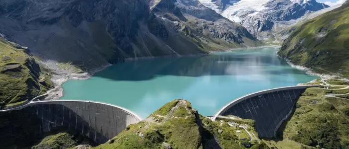 Blick auf den Stausee Moserboden in der Verbund-Kraftwerksgruppe Kaprun