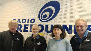Die vier hauptamtlichen Radiomacher (v. l.) Ernst Nussbaumer, Thomas Hein, Petra Ettlmayr und Werner Raggl