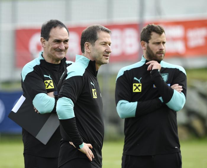 Jürgen Säumel (und Thomas Kristl) als Co-Trainer von Franco Foda beim ÖFB