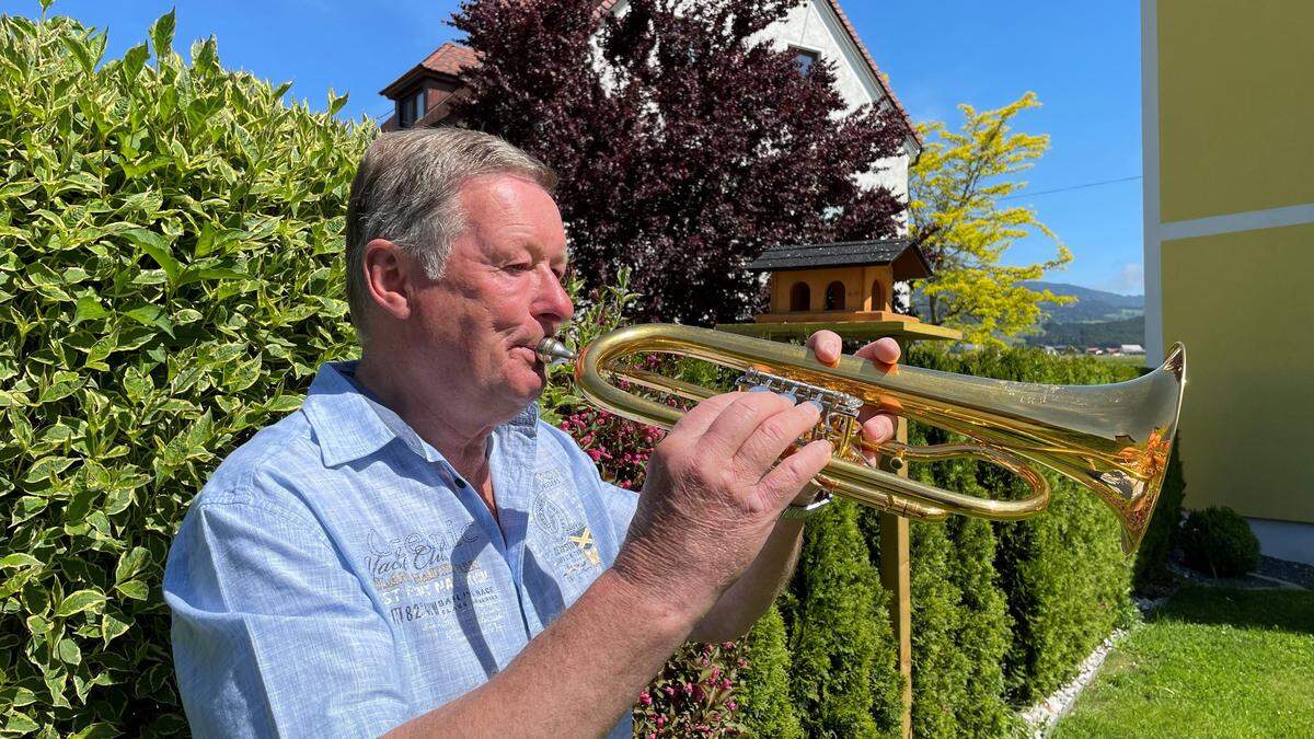 Franz Kargl spielt seit sechs Jahrzehnten das Flügelhorn