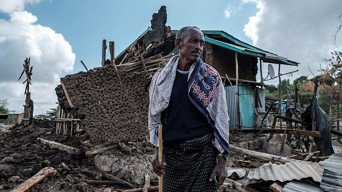 Zerstörung und Tod unter anderem Region Tigray im Hochland von Abessinien in Äthiopien