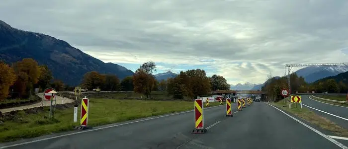 Eine Baustelle auf der A10 Tauernautobahn