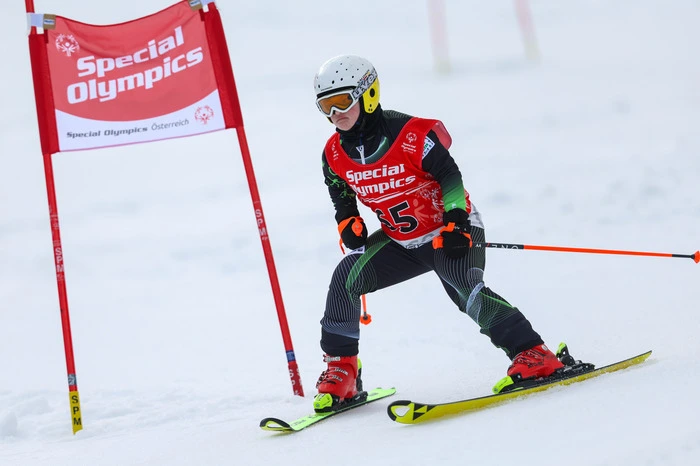 SCHLADMING,AUSTRIA,16.MAR.24 - SPECIAL OLYMPICS, ALPINE SKIING - National Winter Games 2024, giant slalom, intermediate. Image shows an athlete.
Photo: GEPA pictures/ Harald Steiner