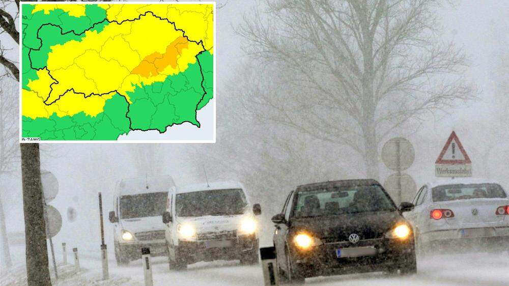Starke Schneefälle sorgen für Verkehrschaos im Ennstal - Windwarnung für den Bereich Gleinalpe bis Wechsel