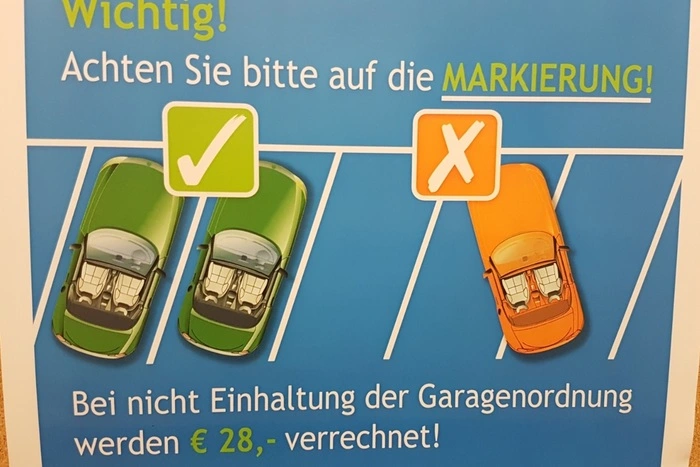 Aushang in einer Grazer Tiefgarage.