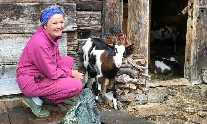 Sennerin Helga Hager mit ihren Tauernschecken