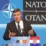 Croatia's President Zoran Milanović speaks to the media at a news conference following the meeting between NATO Secretary General Jens Stoltenberg and Allied leaders from the Western Balkan countries, in Skopje, North Macedonia, on Wednesday, Nov. 22, 2023. (AP Photo/Boris Grdanoski)
