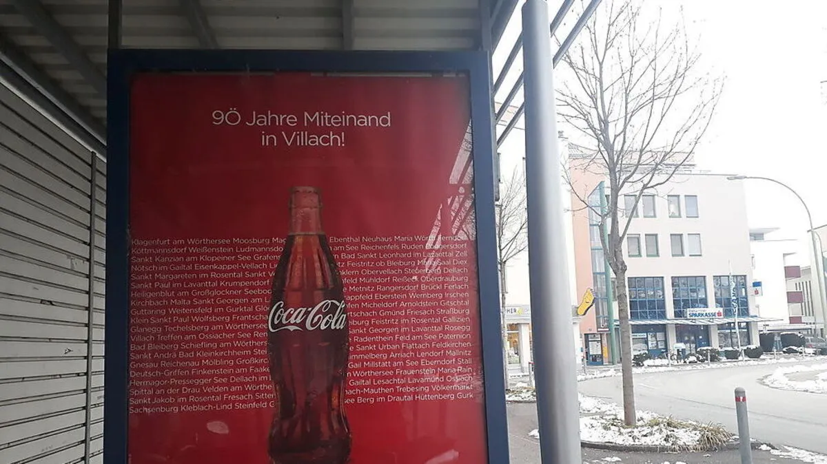So versucht Coca Cola in Villach zu werben