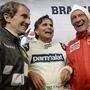 Nelson Piquet mit Niki Lauda und Alain Prost bei einem Formel-1-Legendentreffen in Spielberg
