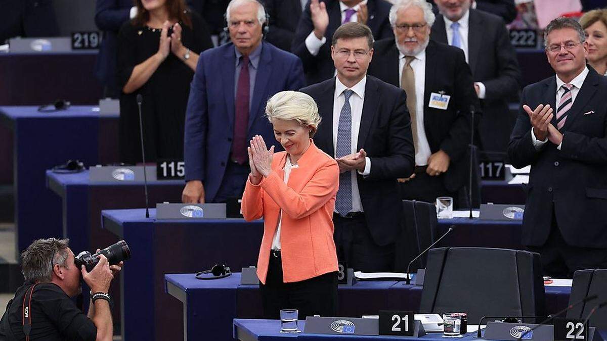 Ursula von der Leyen bei ihrer Rede im EU-Parlament in Straßburg