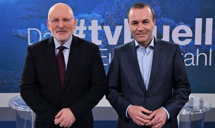 Frans Timmermans und Manfred Weber beim TV-Duell