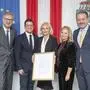 WKO-Direktor Karl-Heinz Dernoscheg, Regionalstellenleiter Lukas Kalcher, WKO-Vizepräsidentin Gabriele Lechner und WKO-Vizepräsident Andreas Herz gratulierten Kommerzialrätin Riki Vogl (Mitte)