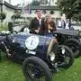 Monika Rothlauf und Jan Reblin mit dem legendären Bugatti Typ 13 Brescia beim Empfang im Schloss Pichlarn