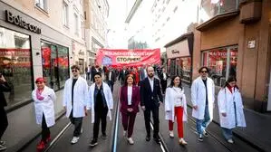 Spitzenkandidatin Doris Kampus und SPÖ-Landeschef Max Lercher riefen auch am 1. Mai den Gesundheitsnotstand aus