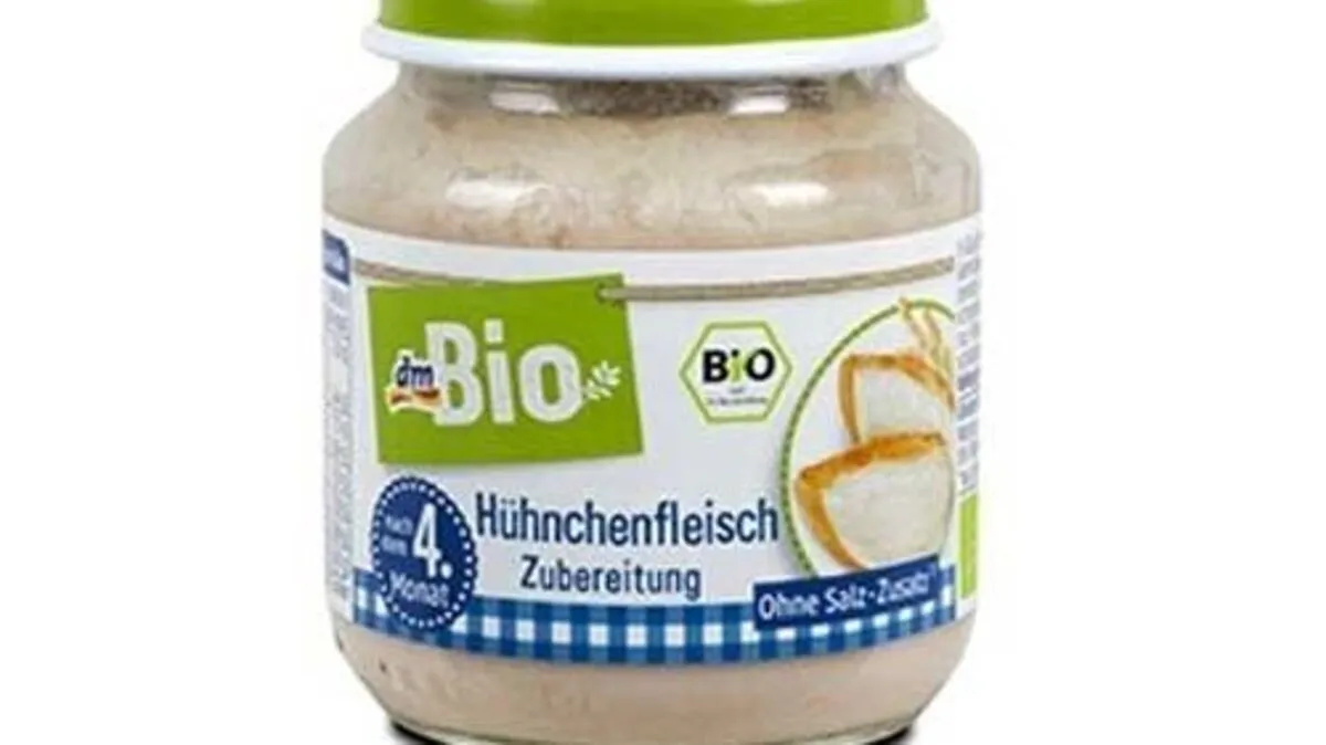 "dm" ruft dmBio Hühnchenfleisch Zubereitung nach dem 4. Monat 125g“ zurück
