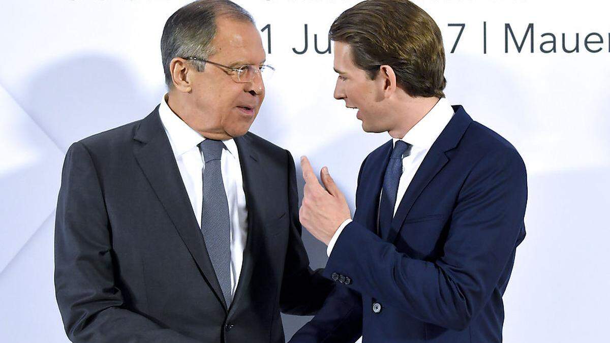 Außenminister Sebastian Kurz mit seinem russischen Amtskollegen Lawrow