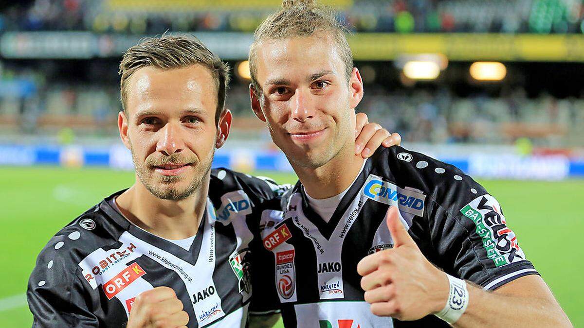 So sehen Torschützen aus: Daniel Offenbacher und Peter Tschernegg (rechts)