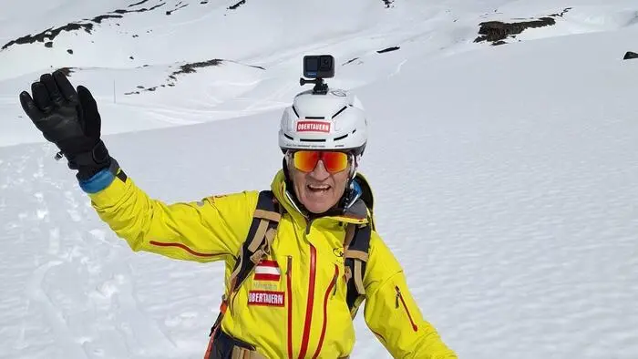 Hermann Koch nach der gelungenen Abfahrt über die Hänge des 2847 Meter hohen Villarrica