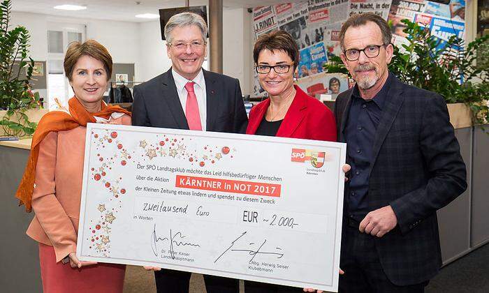 Für "Kärntner in Not" brachte  Landeshauptmann Peter Kaiser eine Spende der SPÖ Kärnten