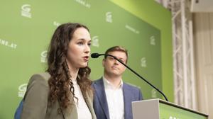 Spitzenkandidatin Lena Schilling (Grüne) nahm bei einer Pressekonferenz am 8. Mai Stellung zu den Vorwürfen