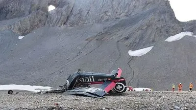 Die völlig zerstörte Maschine