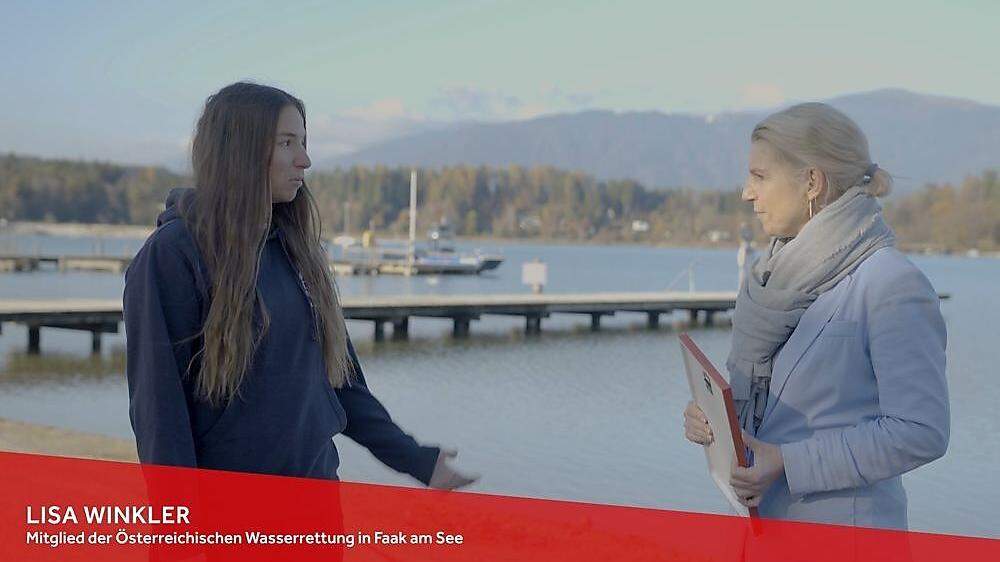 Martina Klementin besuchte Lisa Winkler, Mitglied der Österreichischen Wasserrettung in Faak