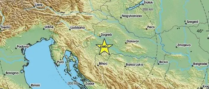 Erdbeben 45 Kilometer südlich von Zagreb in Kroatien