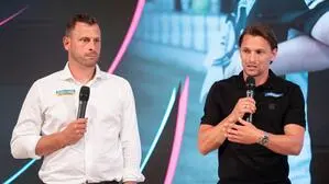 Trainer Jürgen Säumel und Stefan Hierländer bei der Auftakt-Pressekonferenz