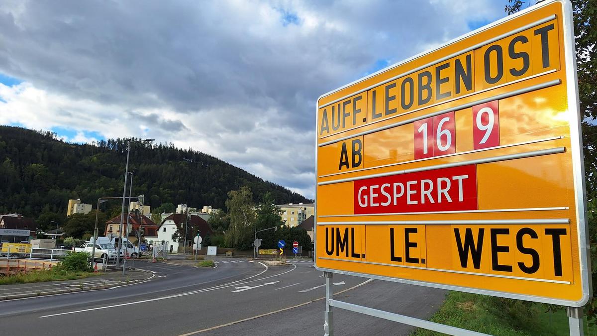 Nach der Sperre der Autobahnabfahrt Leoben-Ost wird jetzt die Auffahrt gesperrt