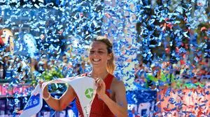 GRAZ,AUSTRIA,12.OCT.25 - RUNNING - Graz Marathon. Image shows the rejoicing of Lemuaela Wutz (AUT).
Photo: GEPA pictures/ Wolfgang Grebien