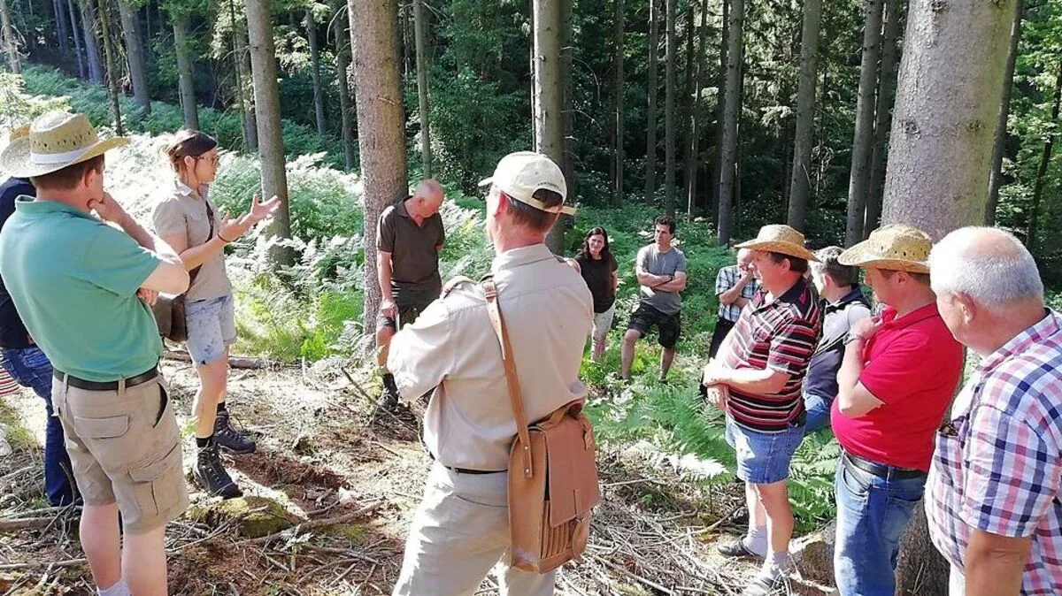 Bei der Exkursion wurde unter anderem auf die Wichtigkeit von Biodiversität im Wald hingewiesen