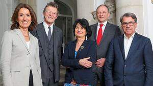 Der neu gewählte Universitätsrat: Barbara Sporn, Günther Löschnigg, Christiane Spiel, Georg Feith und Stefan Pierer