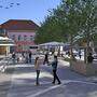 Zukünftig könnte die derzeitige Nebenfahrbahn am Voitsberger Hauptplatz zur Begegnungszone umfunktioniert werden