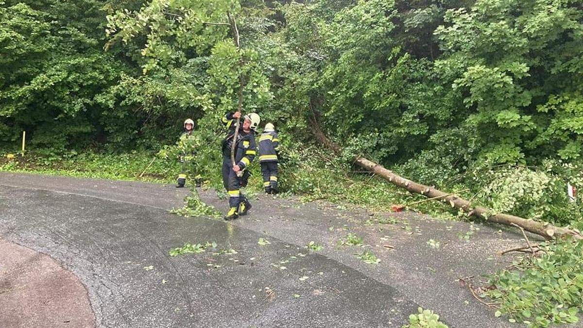 Die FF Ebenthal (Bezirk Klagenfurt-Land) rückte ebenfalls zu einem Unwettereinsatz aus