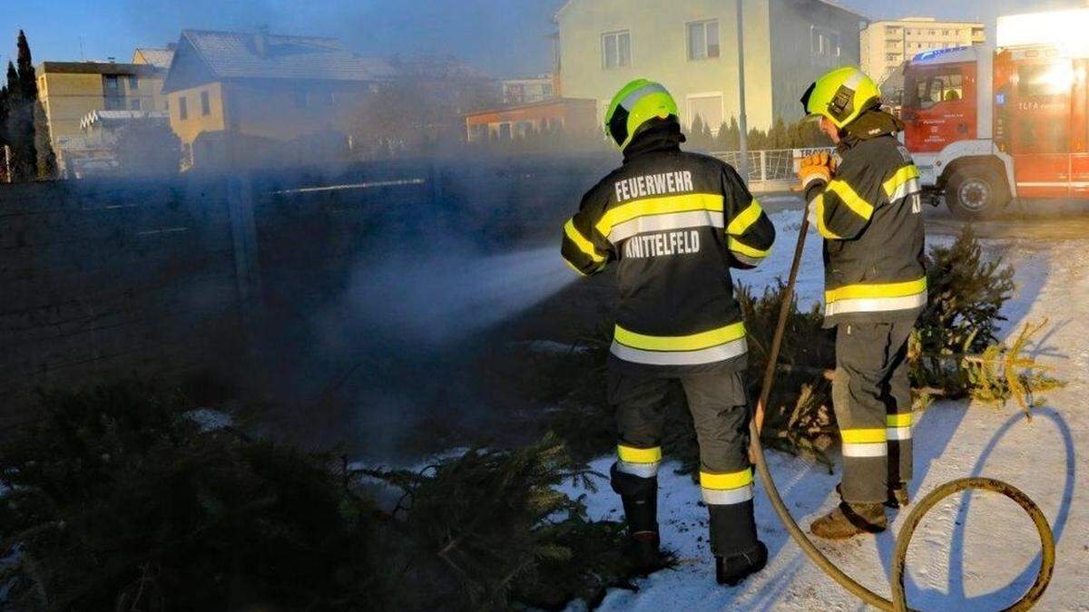 Eine Grünschnittsammelstelle ging in Flammen auf