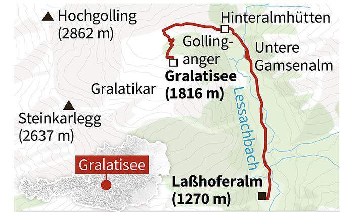 Die Route zum Gralatisee