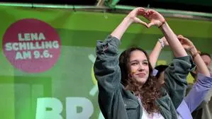 Spitzenkandidatin Lena Schilling im Rahmen des Wahlkampfauftaktes der Grünen für die EU-Wahl