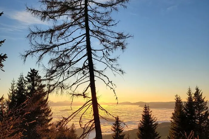 Auch auf der Saualm hat man gut lachen - beim Blick auf die „Suppe“ im Tal.