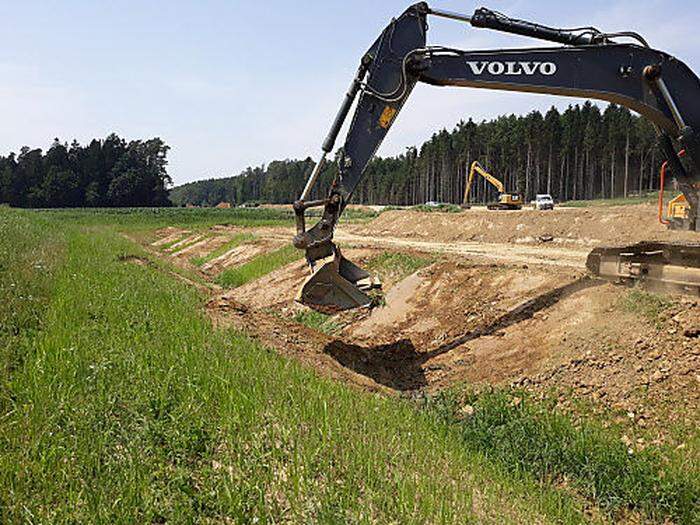 Schutzmaßnahmen entlang der im Bau befindlichen Fürstenfelder Landesstraße: Wiesenbiotope entstehen, Pflanzen werden angesiedelt 