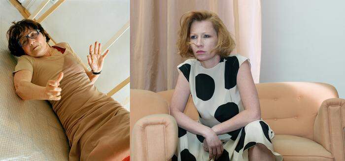 Maria Lassnig und Birgit Minichmayr - sie spielt derzeit die Malerin im Film „Mit einem Tiger schlafen“