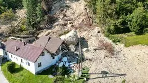Massiver Hangrutsch in Rottenstein (Gemeinde Ebenthal) in Kärnten im Jahr 2023