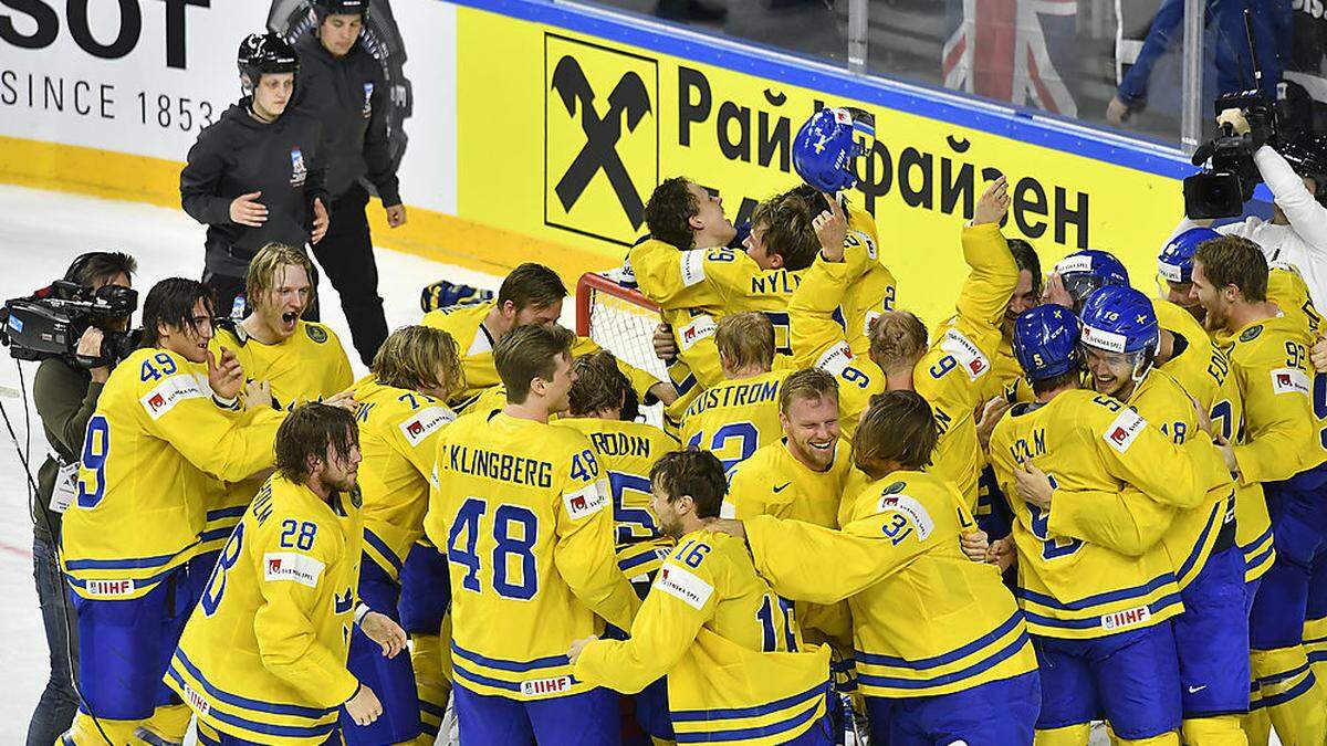 Groß war die Freude bei den Schweden nach dem Gewinn des WM-Titels