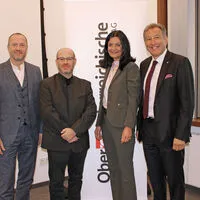 Reinhard Weissengruber (Leiter Gewerbeabteilung OÖV), Gerald Kortschak, IT-Sicherheitsexperte, Kathrin Kühtreiber-Leitner (Vorstandsdirektorin OÖV), Otmar Lankmaier (Landesdirektor Steiermark OÖV)