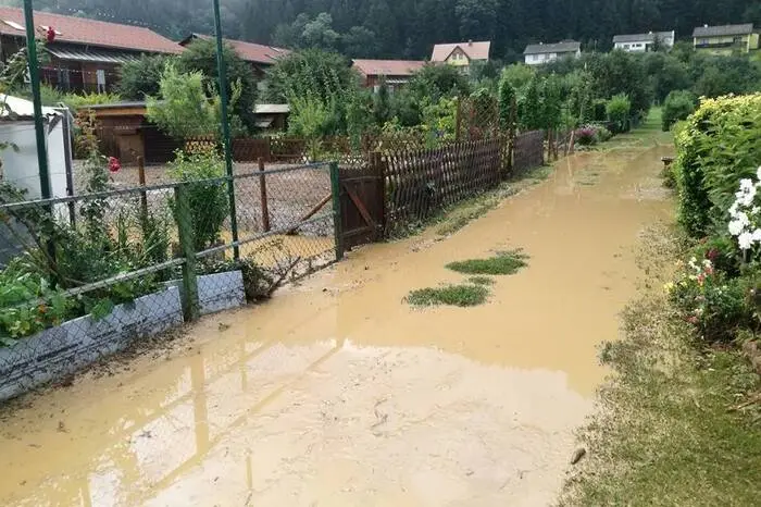 In St. Stefan wurde die Siedlung des Gartenvereins komplett überschwemmt.